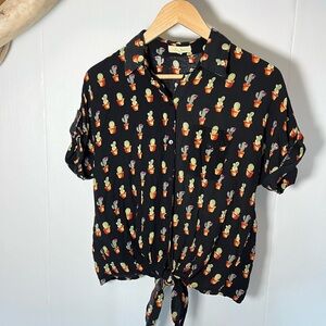 Love Notes Black Shirt with Cactus Design